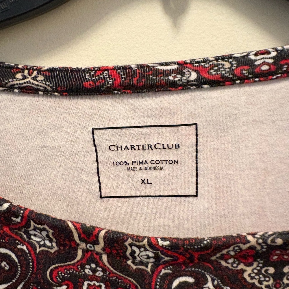 Charming Charlie Burgundy and Black Paisley Top 3/4 sleeve nice with jeans - Picture 6 of 6